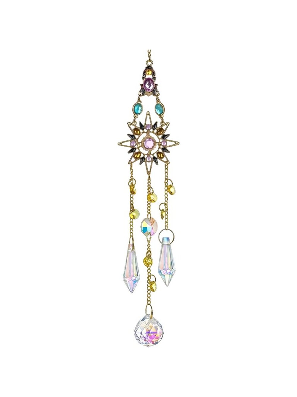 Hanging Sun Catchers with Crystals, Glass Icicle Prisms Rhinestones Suncatcher